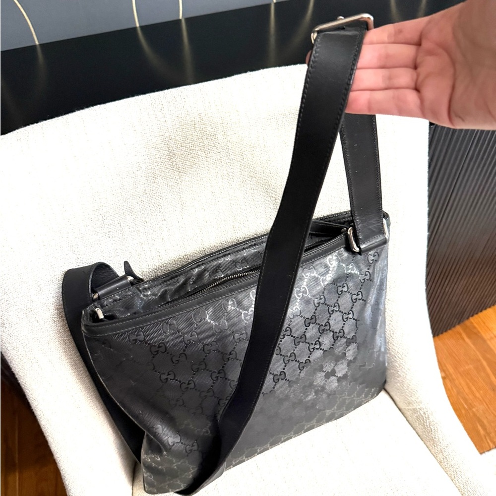 Authentic Gucci Fiat 500 collaboration unisex crossbody bag black imprime canvas - Picture 8 of 16